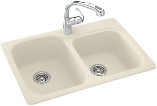 Miniatura 4 de Fregadero doble para cocina Swanstone, 33 x 22 pulgadas, KSDB-3322-010 Blanco,Bisqué Beige,Blanco (Tahiti White),Granito (Arctic Granite),Hueso,Gris