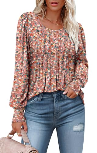 BETTE BOUTIK Long Sleeve Shirts for Women Fall Tops Dressy Blouses Crewneck Tunic Tops for Leggings S-3XL
