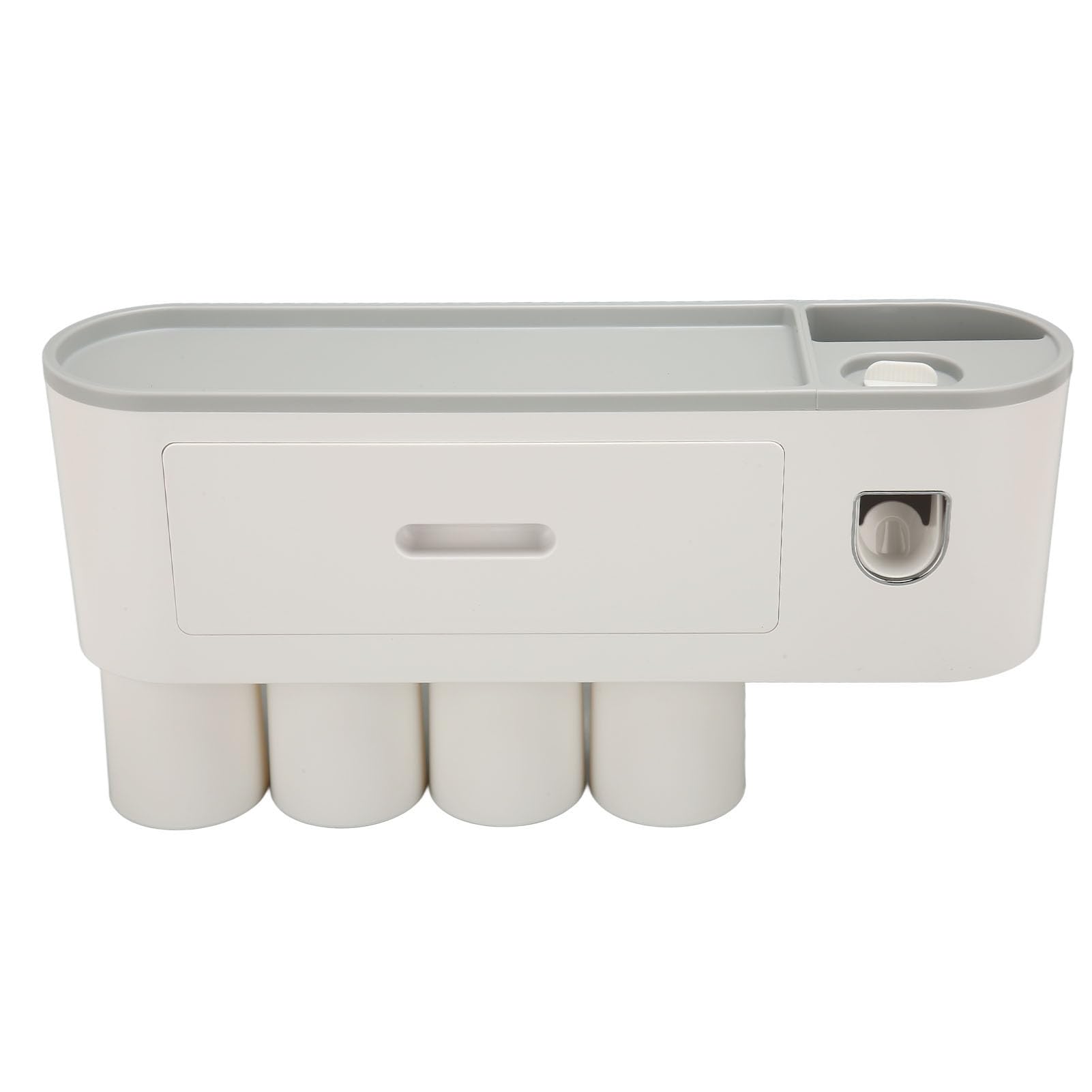 EMUKOEP Soporte Preciso para Cepillos de Dientes, Organizador de Montaje en Pared con Dispensador, Estante de Fácil Instalación para el Hogar, Baño, Material Plástico Que Ahorra Espacio (4 Tazas)