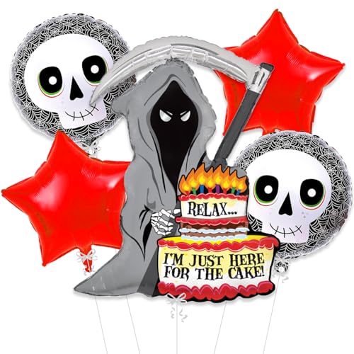 Image of Rozi Decoration Skeleton Theme Foil Balloons | Halloween Decorations Set for Home | Costume for Girls | Multicolor, 5 Pieces