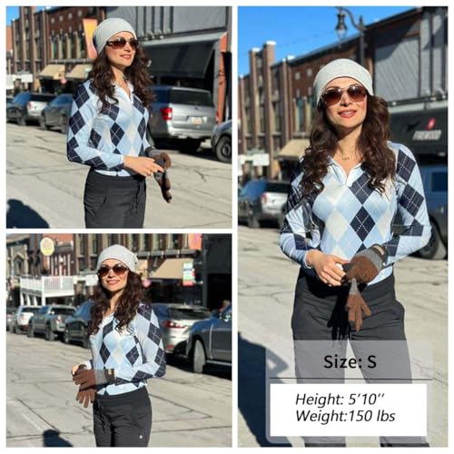 Image of Soneven Womens Golf Shirts Moisture Wicking V Neck Long Sleeve Polo Shirts Collared Tops
