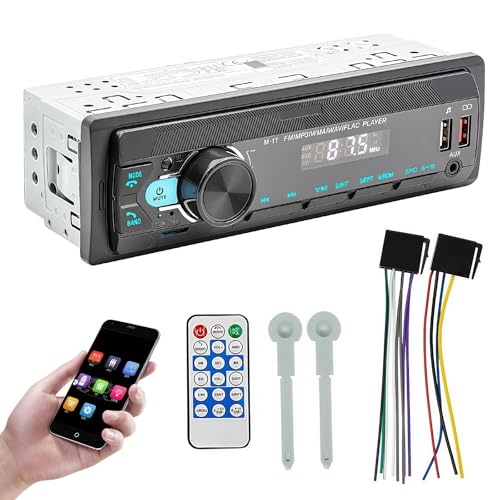 Autoradio Bluetooth 1 Din 5.0 Auto Radio Bluetooth mit Freisprecheinrichtung | FM/AM Radio | 2X USB/AUX/MP3 Player | Fernbedienung | Unterstützung für iOS & Android | 7 Farben LED