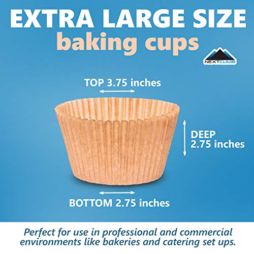 Cupcake Baking Cup Liner – Jumbo Size, Extra Thick, Unbleached Brown Disposable Cup Parchment Liner For Baking– Food Grade & No Smell – Muffin Paper Baking Cups By Nextclimb (Jumbo, Pack Of 100) #TOP1