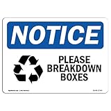 OSHA Notice Sign - Please Breakdown Boxes | Aluminum Sign | Protect Your Business, Construction Site, Warehouse & Shop Area | Made in The USA