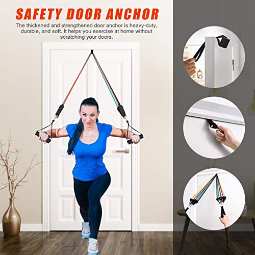 KMM Resistance Bands Set 12pcs, Exercise Bands Figure 8 Resistance Band with Door Anchor, Handles, Ankle Straps, Stackable Up to 150 lbs for Resistant Training, Physical Therapy, Home Workout - Thumbnail 3