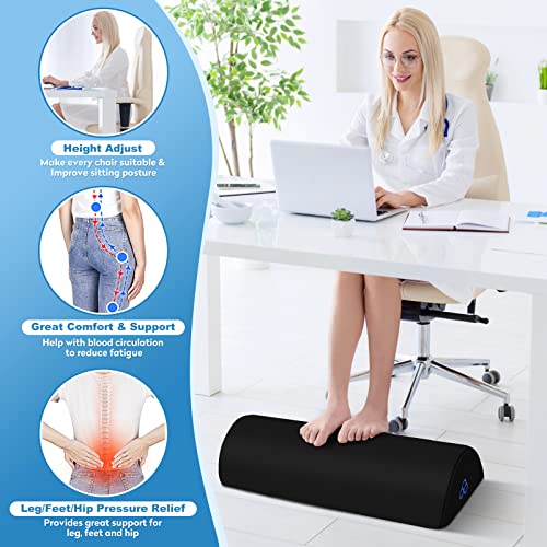 Image of StepLively Foot Rest Ergonomic Pillow for Under Desk at Work, Anti-Fatigue Footrest Support Pillow for Fatigue & Pain Relief, Comfortable for Office Chair, Car Seat & Gaming Chair - Black, Large