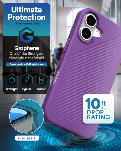 Coque iPhone 16 MagSafe ZAGG en graphène violet raisin antichoc