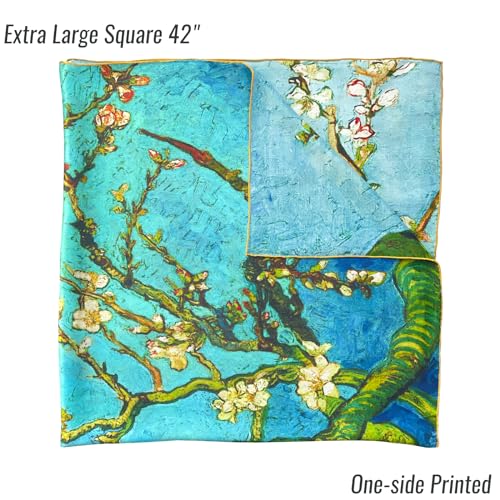 100% Mulberry Silk Scarf Women's Fashion Scarves Square and Long Bandana Shawls and Wraps Artist Collection Gift4