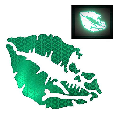 customTAYLOR33 High Intensity Reflective Vinyl Death Kiss Skull Crossbones Lips Decal Bumper Sticker - Cars, Motorcycles, Helmets, Wind Screens, laptops, cellphones, (Green, 12 inch Wide)