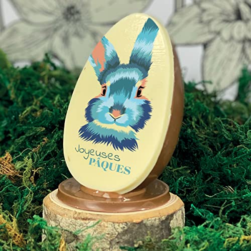 lot de 2 - CHOCOLAT DE PAQUES - DEMI OEUF DE PAQUES PERSONNALISES MOTIF PAQUES PETIT MODELE