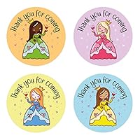 40mm Princess Thank You for Coming Round Party Stickers for Party Bags & Sweet Cones (24 x Stickers)