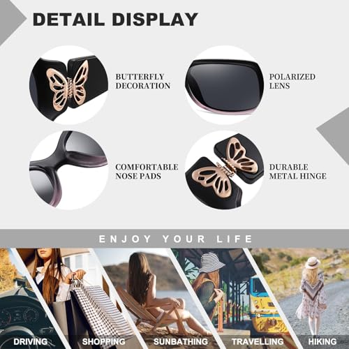 Image of HAOLOTA Women's Polarized Sunglasses - Fashionable Wraparound Butterfly Design with UV400 Protection