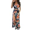 Aro-Lora-Womens-Sexy-V-Neck-Floral-Printed-Side-Slit-Two-Piece-Maxi-Dress Aro Lora Women's Sexy V Neck Floral Printed Side Slit Two-Piece Maxi Dress Medium Multicolor