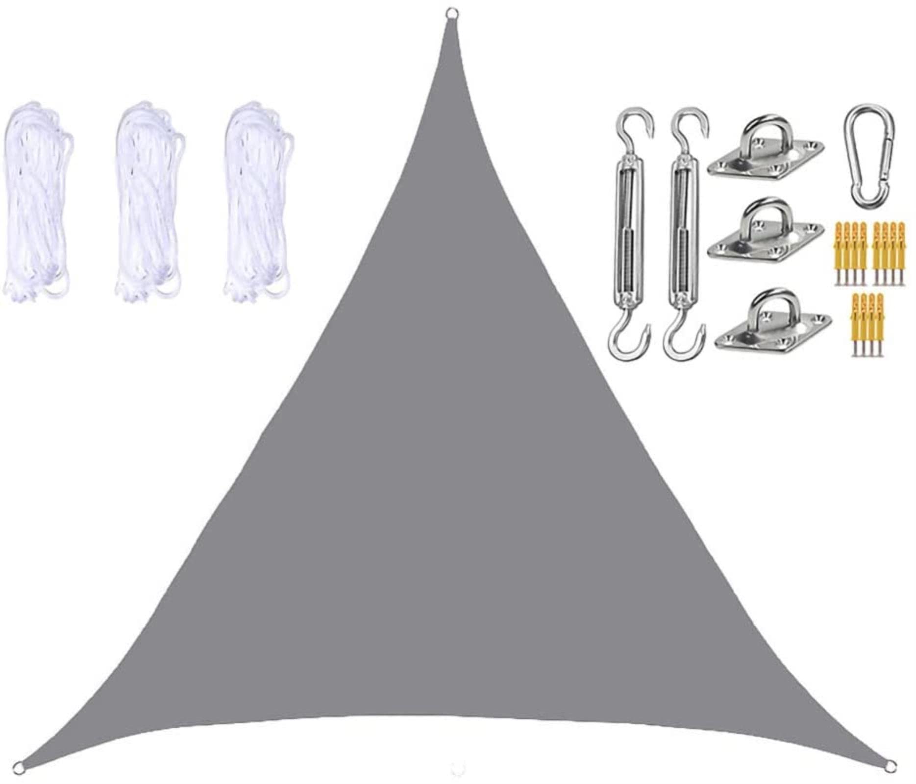 Shade Sail, 5m x 5m x 5m Triangle Sun Sail Shades for Garden with Fixing Kit, 3 Ropes, Waterproof, Large Garden Sail Canopy for Outdoor Patio,deep grey