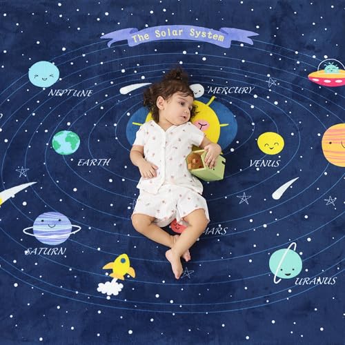 Image of 1.3 inch Thick Baby Floor Play Mat 59x79 Memory Foam Kids Mat(Solar System) | Padded Mat for Tummy Time Crawling, Non-Slip Plush Playmat for Nursery Playroom Classroom
