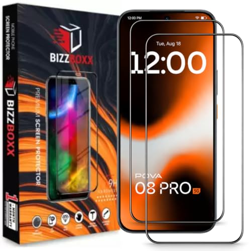 Image of Screen Guard For Tecno Pova 8 Pro Tempered Glass Screen Protector Guard - HD Clarity, Anti-Fingerprint Temper Guard (Tecno Pova 8 Pro - 6.78 Inch) With Installation Kit - Pack of 2