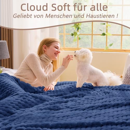 Vielit Kuscheldecke Flauschig, Deko Sofa Decke, 130x150 Navy – Ansicht 3