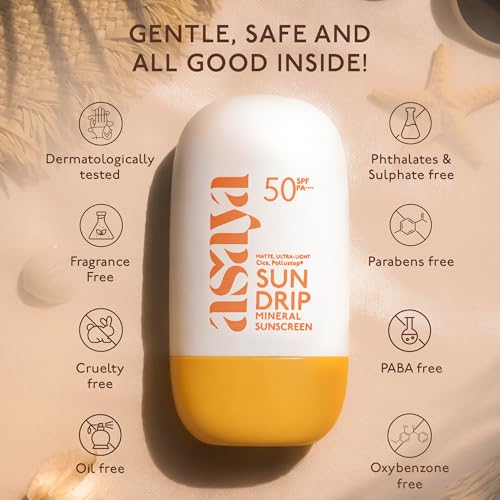 Image of Asaya Sundrip Mineral Sunscreen I Lightweight | for Face I All skin types & Sensitive Skin & Pregnancy Safe Sunscreen I Zinc Oxide, Cica & Anti-Pollution Complex | 50 ml