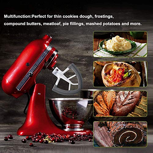 Prokitchen Flex Edge Beater Fit for Kitchenaid Mixer, 4.5-5 Quart Tilt-Head Flat Beater Fit for Kitchen Aid and Accessories Attachments with Silicone Edges Flex Edge Bowl Scraper Bonus 4 Soft Scraper
