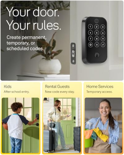 Image of Yale Assure Lock 2 Touch Deadbolt, Black Suede Keyed Smart Entry Door Lock with Wi-Fi Connected Touchscreen Keypad and Fingerprint Scanner for Vacation Rental Hosts, YRD420-F-CB1-BSP