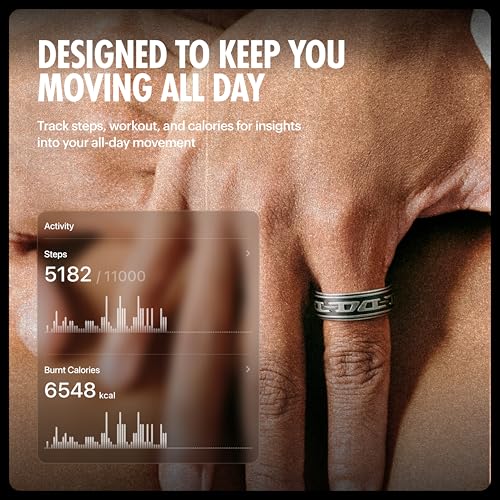 Image of ULTRAHUMAN Diesel Ring I Fashion of The Future | Industrial Design Meets Performance I Size First | Smart Ring Activity Tracker for Men & Women | Actionable Health Insights | (Phantom, 5)
