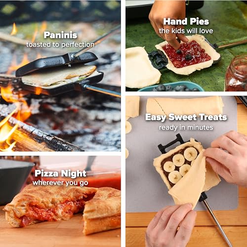Image of Coghlan's Cast Iron Camp Cooker - Pre-Seasoned Pie Iron Sandwich Maker with Heat-Resistant, Removable Handles, Easy-to-Clean for Toasted Pies, Grilled Sandwiches, and Meats, For Campfire Cooking