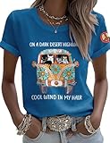 On A Dark Desert Highway Tshirt Peace Love Hippie Shirts for Women Country Western Music Boho Floral Graphic Top 60S 70S Inspirational Vintage Cool Wind in My Hair Tee Round Neck