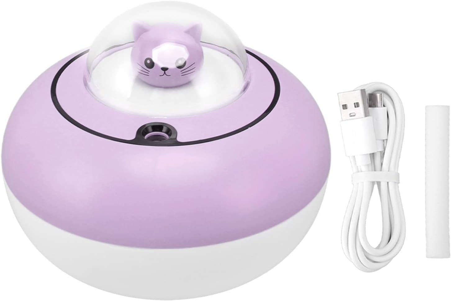 per Uso Domestico Mini umidificatore da Tavolo Portatile Silenzioso Porta Felicità Scultura di Gatto Carino USB Plug-in for casa (Viola)