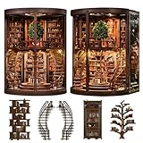 Spilay Book Nook, Wisdom Rings Book Repository DIY Miniature House mit LED-Licht, 3D Holz Puppenhaus Bastelset zum Entspannen & als Deko - Kreatives Geschenk (Valentinstag, Geburtstag)