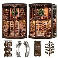 Spilay Book Nook, Wisdom Rings Book Repository DIY Miniature House mit LED-Licht, 3D Holz Puppenhaus Bastelset zum Entspannen & als Deko - Kreatives Geschenk (Valentinstag, Geburtstag)
