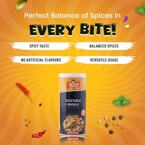 Image of Chokhi Dhani Vegetable Masala 100g | Mixed Veg Curry Masala Powder | All-Purpose Sabzi Masala | Authentic Indian Spice Blend for Gravy & Dry Dishes | Homemade Style | No Preservatives