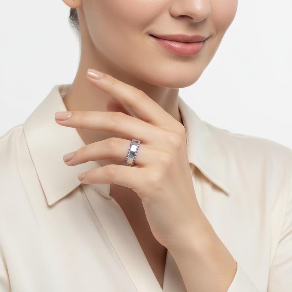 Choose Your Gemstone 6 MM Eternity Band For Men sterling silver Round Shape Mens Wedding Bands Affordable for your Girlfriend, Wife, Partner Wedding US Size 4 to 12