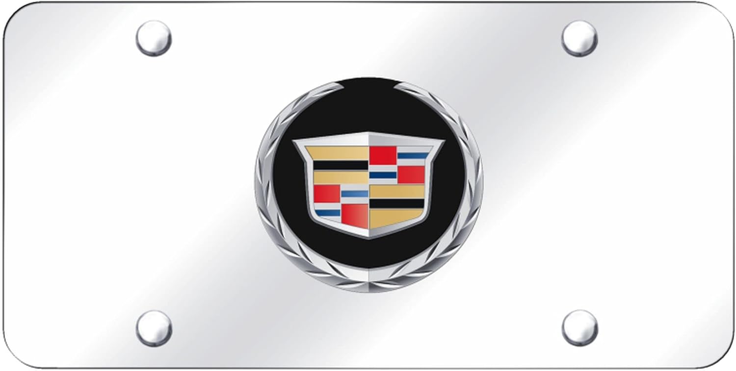 Au-TOMOTIVE GOLD Logo License Plate for Cadillac (Black on Chrome)