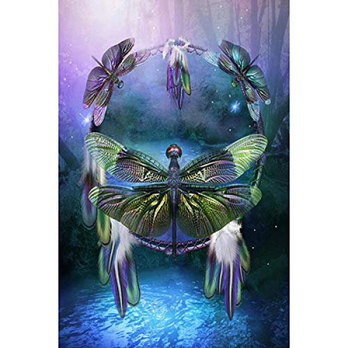 Kit broderie diamant 5D libellule totem dreamcatcher mosaïque résine