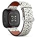 CJBROES Replacement Leather Watch Band, Compatible with Fitbit Versa 3 and Fitbit Sense of Wristband Bracelet Accessory - Seagulls