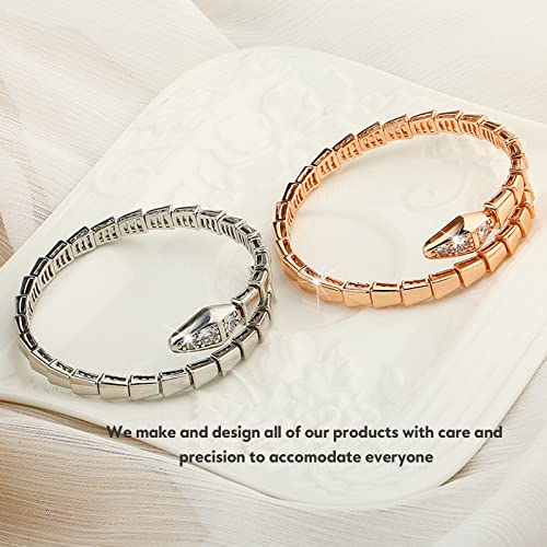 Fuunusly Crystal Cuff Bracelet For Women - Fashion Aaa Cubic Zirconi Silver Snake Bracelet Charm, Bangle Jewelry Gift For Anniversary Party Girls Women Girlfriend #TOP4
