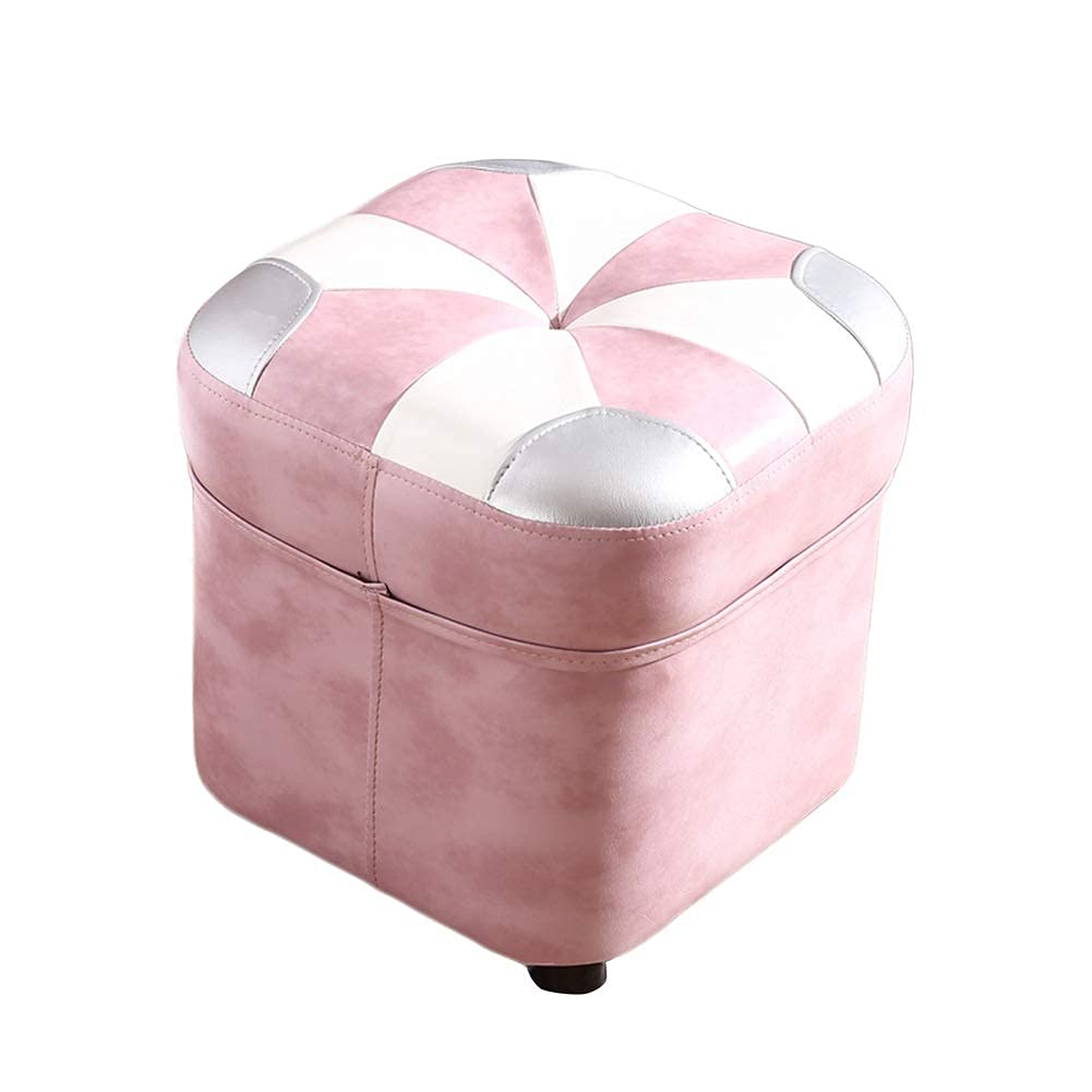 Tabouret carré rose 36x38 cm pour salon et repose-pieds élégant