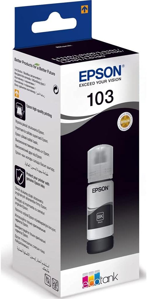 Epson 103 Ecotank Ink Bottle, Black Ink For Printer Refill, 65ml ...