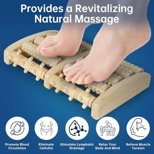 ACWOO Fußmassageroller Holz, Roller Fußmassagegerät, Fußroller Holzroller Fußmassage Fersensporn Massagegerät für Füße-Durchblutungsförderndes Fußmassagegerät, Fußroller Stressreduzierung Entspannung 3