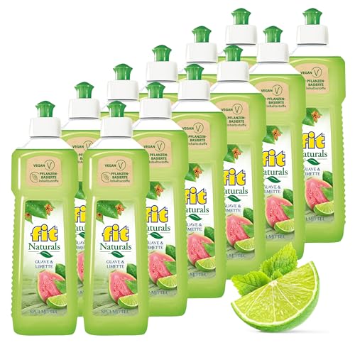 fit naturals Hand-Spülmittel 12 x 500 ml - mit Aloe Vera für die Hände hautverträglich vegan Guave-Limette