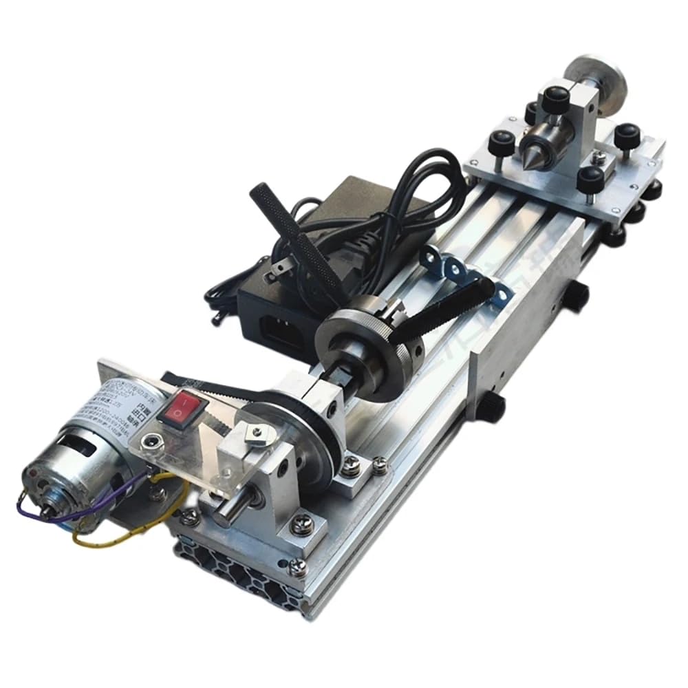 Mini Torno de Carpintería de Transmisión, Portabrocas de Cuatro Morzadas de 50 Mm, Torno de Accionamiento Multifunción 1200-2400rpm AC 100-240V