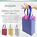 OccasionALL 8x4x10 12 Piece Small Reusable Gift Bags with Handles, Glitter Blue Bags for Party Favors, Presents, Holiday, Small Business, Shopping