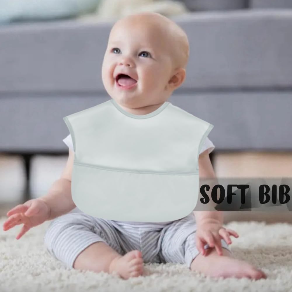 norinori Baby bibs Waterproof Feeding bib - Starter Bib with Catcher Pocket For Todder Infants Washable Soft 4Pac 6-24M - Image 2
