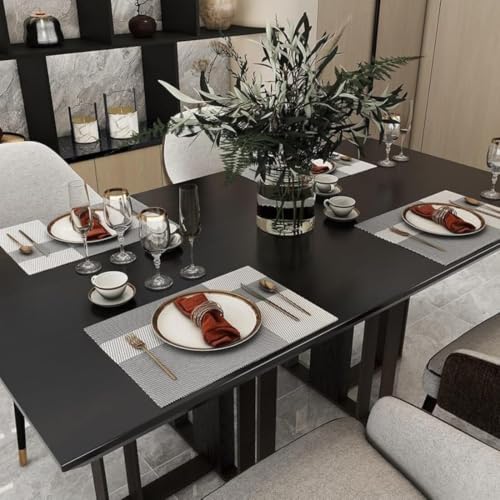 Image of Potency Table Mats Set of 4, Woven Placemate for Dining Table, Heat-Resistant Placemats Stain Resistant Anti-Skid Washable PVC Table Mats, Vinyl Placemats for Dining Kitchen Restaurant Table (L-White)