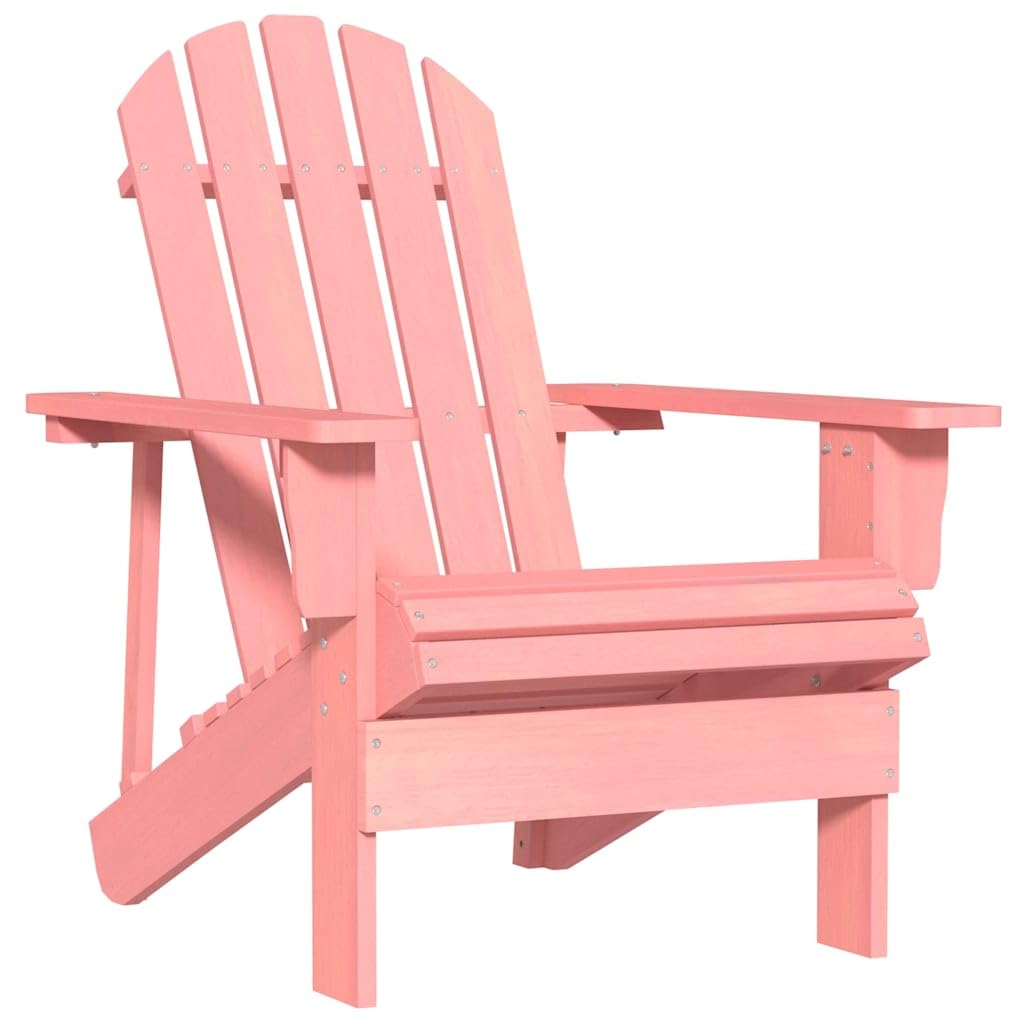 vidaXL Solid Fir Wood Garden Adirondack Chair Outdoor Wooden Chair Garden Armchair Patio Seating Terrance Backyard Armchair Chair Pink