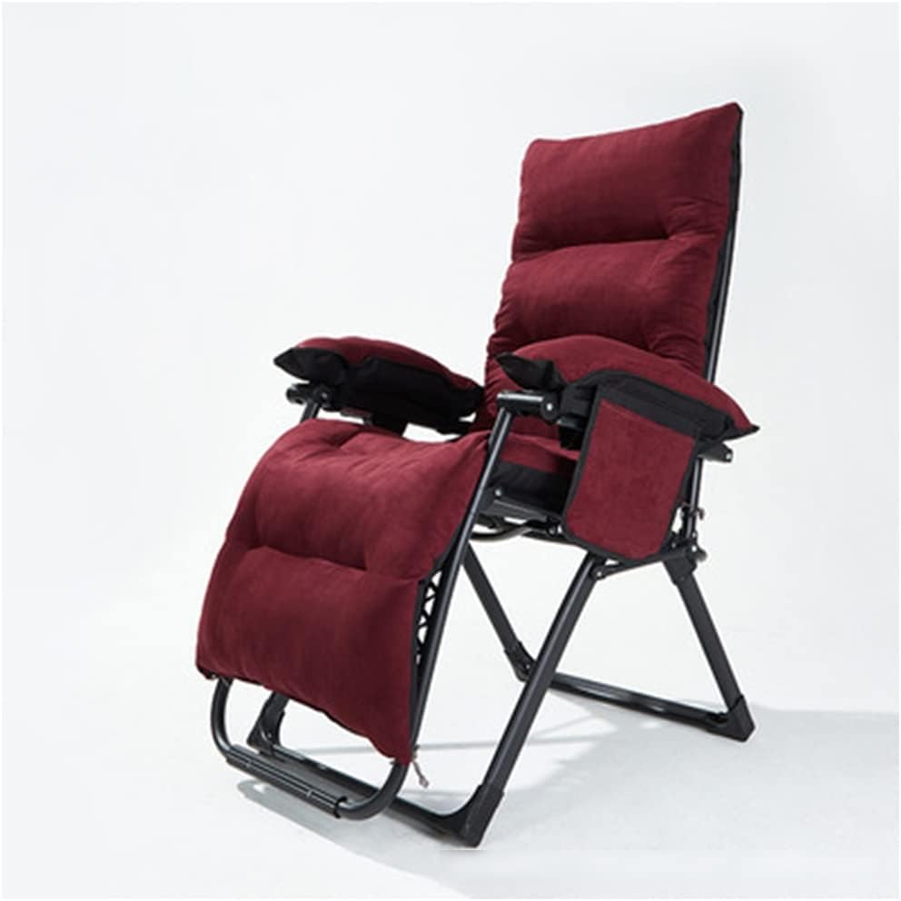 Zero Gravity Recliner Chair, Lawn Chairs Folding Heavy Duty, Outdoor Padded Lounge Chairs with Adjustable Back Side Pockets Single Patio Lawn Reclining Chair for Off,Black