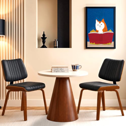 Image of Dining Chairs, Mid Century Modern Chairs for Kitchen, Set of 2, Black