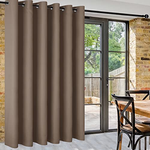 Image of DWCN Total Privacy Room Divider Blackout Curtain - Thermal Curtains for Patio Door, Living Room, Bedroom Partition and Shared Office Space, 1 Grommet Curtain Panel, 8.3ft Wide x 7ft Tall, Khaki