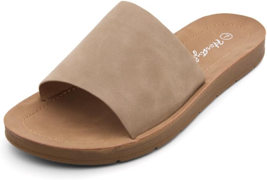 Herstyle Womens Flat Dressy Slides Cushioned Lightweight Summer Sandals