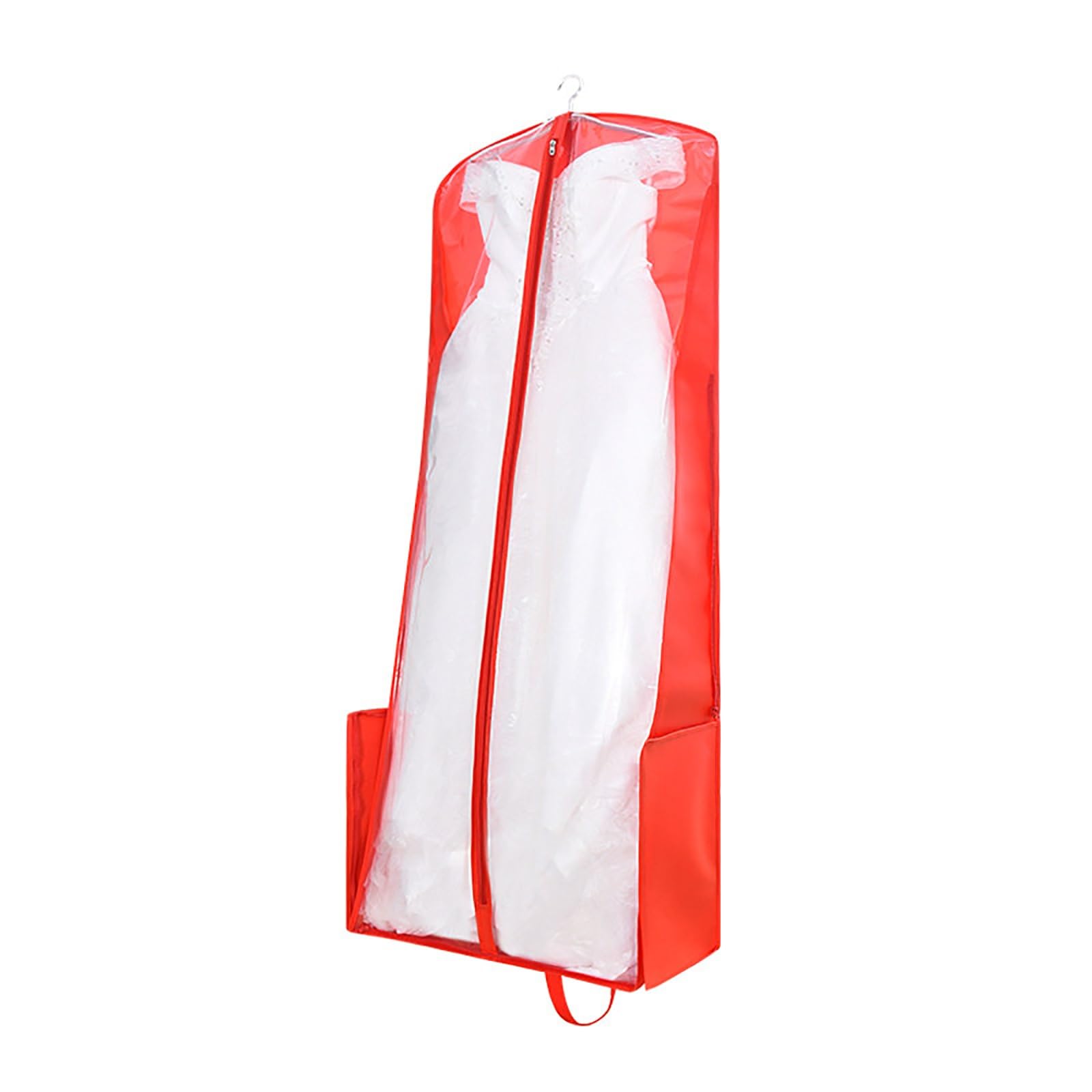 Transparente Kleidersack Brautkleid, Faltbare Kleidersack für Brautkleider | Tragetaschen aus Vliesstoff, Wasse und Staubdicht, für Abendkleider mit Langer Schleppe(Red,60*25*160cm/24*10*63in)